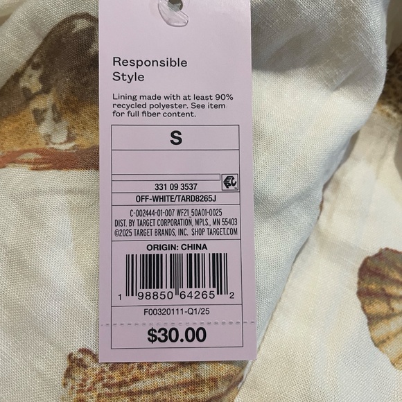 Women's Knotted Y-Neck Linen Mini A-Line Dress - Wild Fable™ Off-White S - Picture 2 of 2